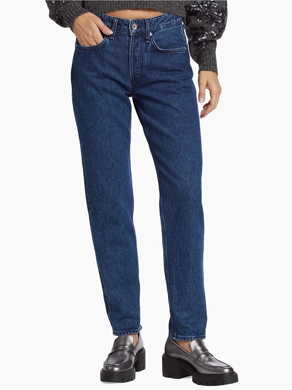 rag & bone Rosa Mid-Rise Boyfriend Jeans 25 Gates Blue Button Fly Organic Cotton